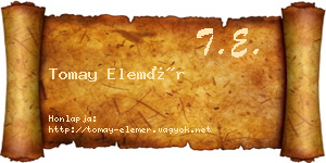 Tomay Elemér névjegykártya